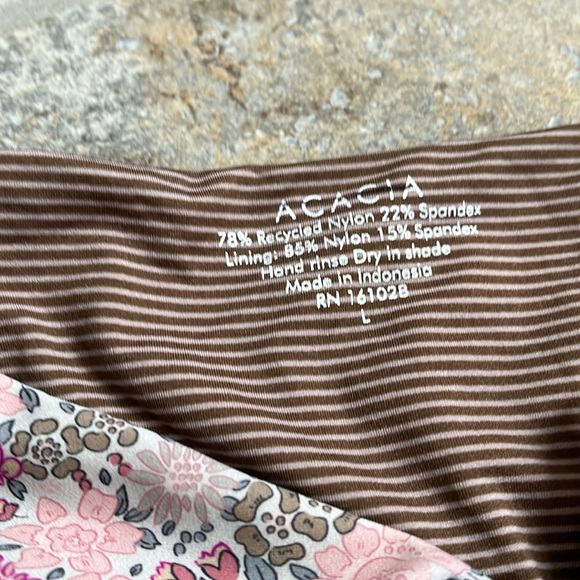 Acacia Baker Printed Bikini Top Extra Small Bandeau Tie Front Size Large NWT - Picture 4 of 15